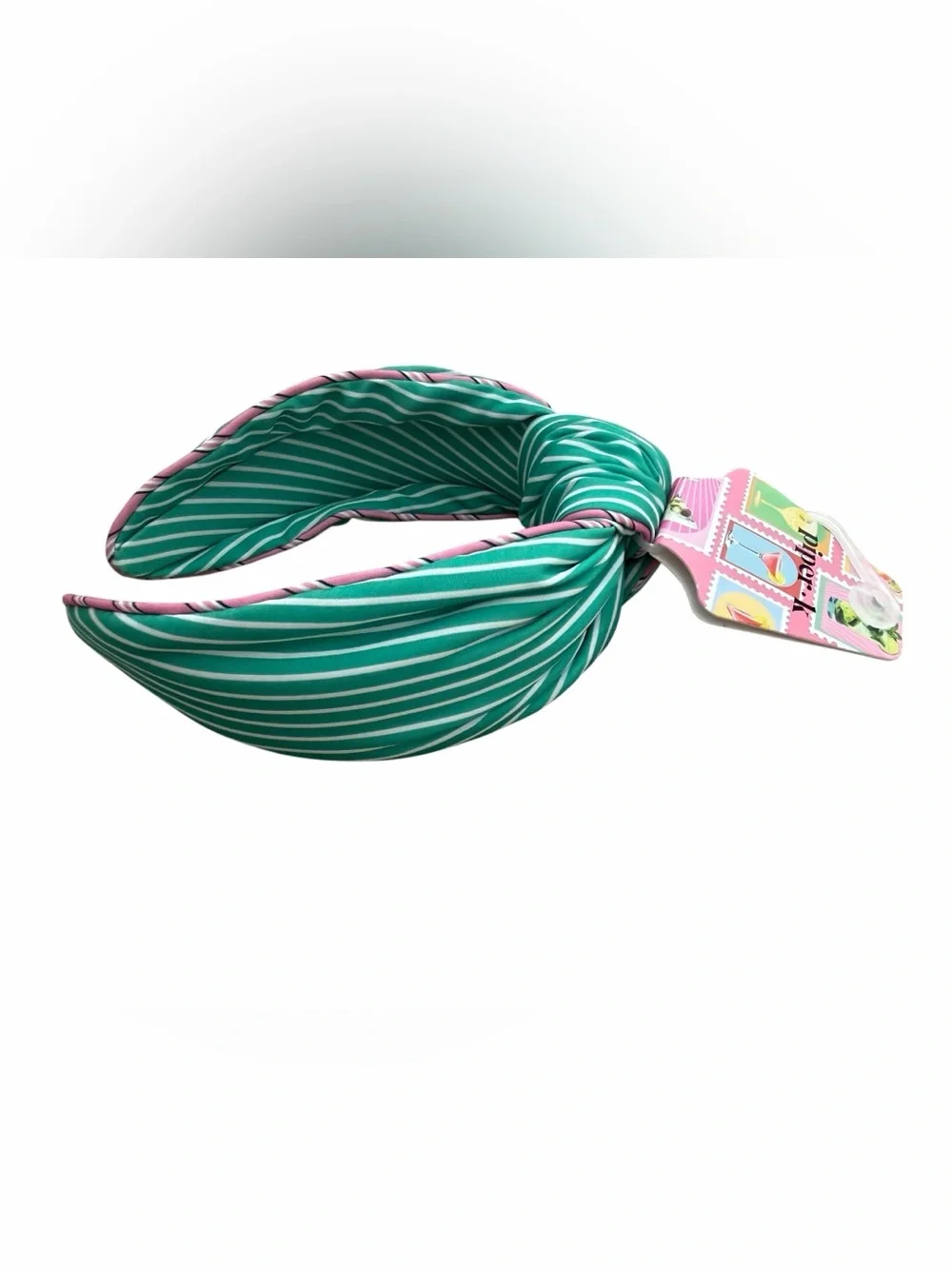 Striped Knotted Headband in Teal and Pink - Women's Hair Accessory